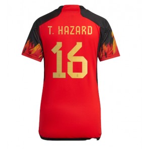 Belgien Thorgan Hazard #16 kläder Kvinnor VM 2022 Hemmatröja Kortärmad